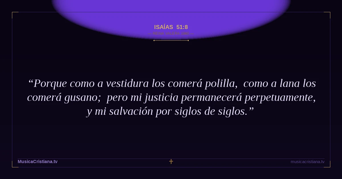 Isaías 51:8 — Biblia Reina Valera 1960 — MusicaCristiana.tv