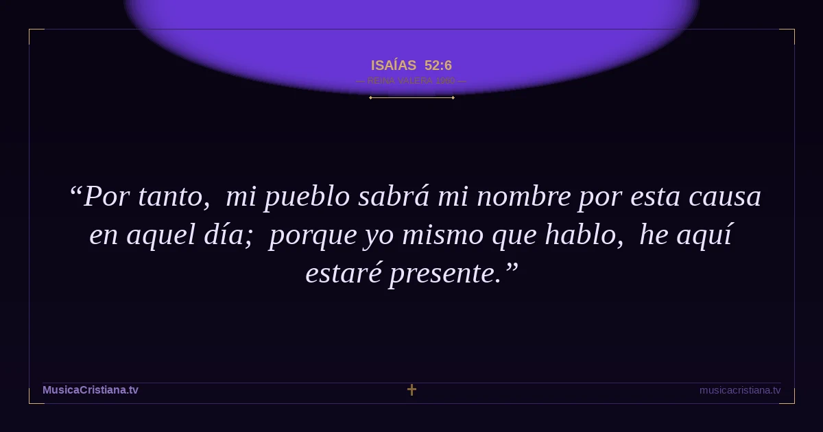 Isaías 52:6 — Biblia Reina Valera 1960 — MusicaCristiana.tv