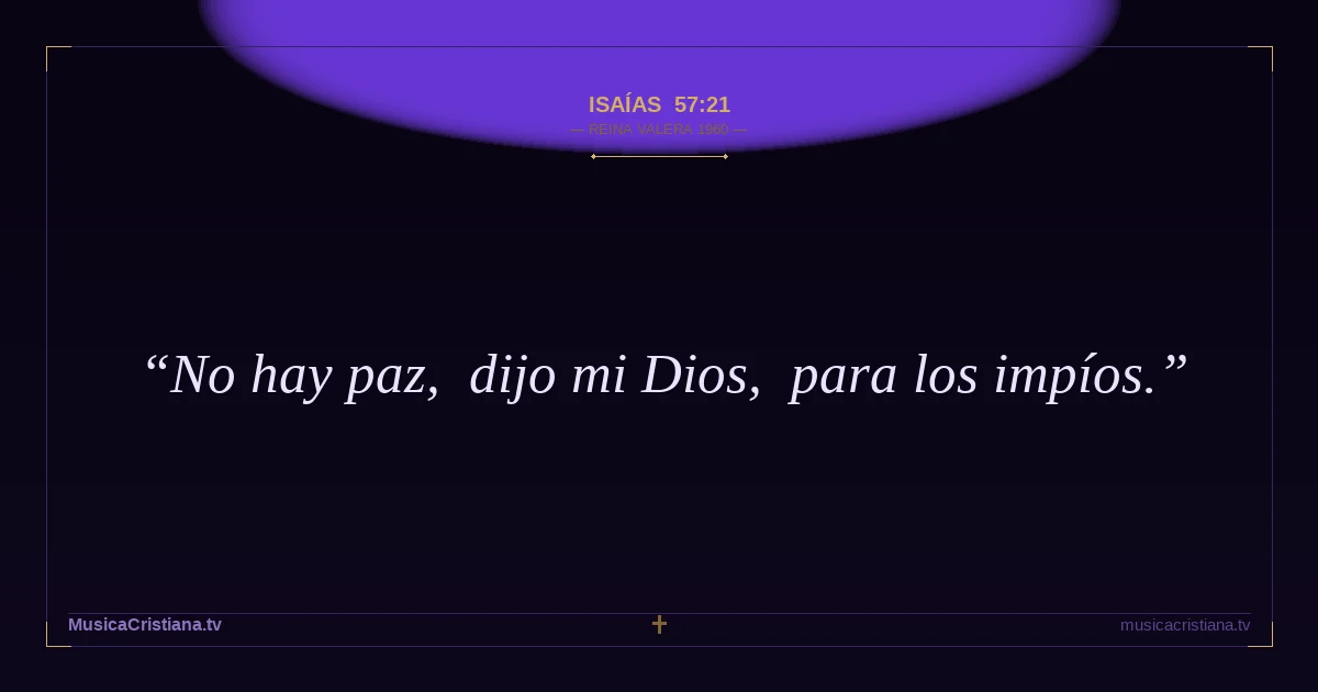 Isaías 57:21 — Biblia Reina Valera 1960 — MusicaCristiana.tv