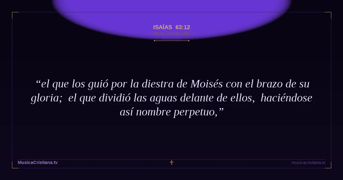 Isaías 63:12 — Biblia Reina Valera 1960 — MusicaCristiana.tv