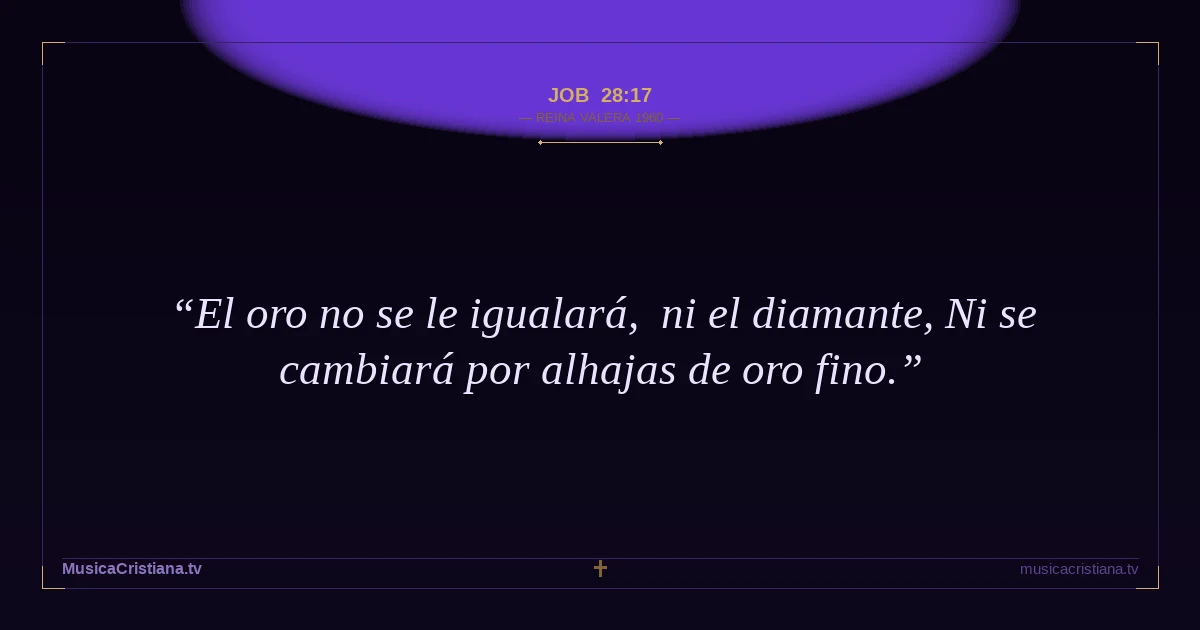 Job 28:17 — Biblia Reina Valera 1960 — MusicaCristiana.tv