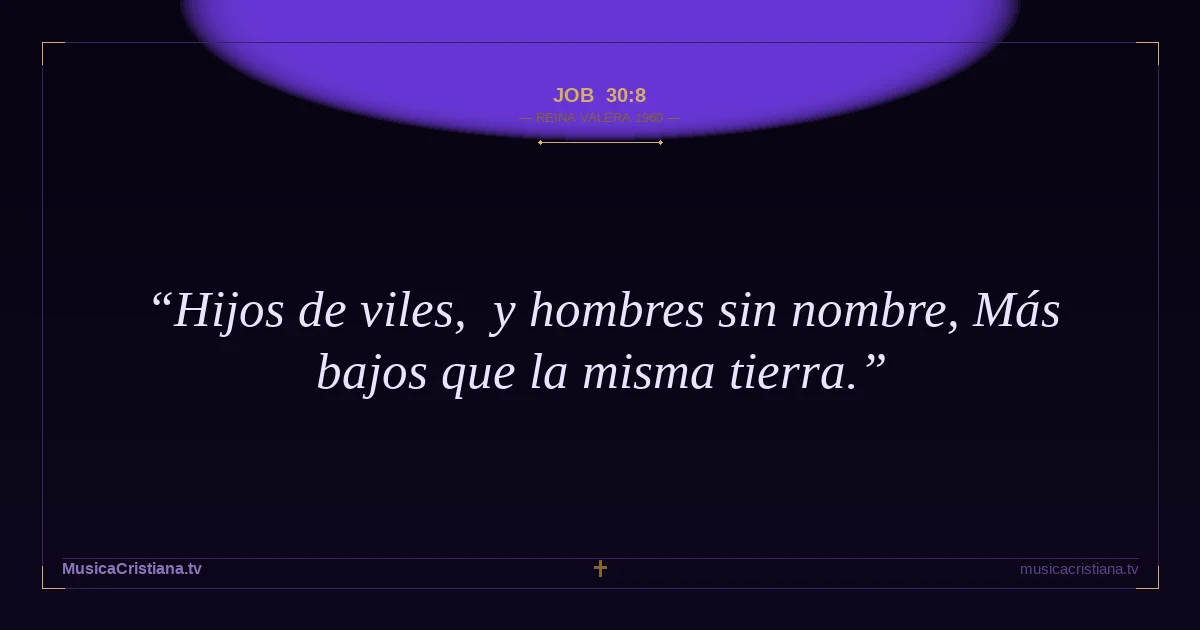 Job 30:8 — Biblia Reina Valera 1960 — MusicaCristiana.tv