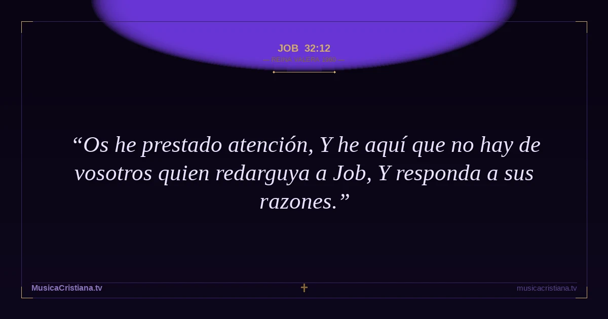 Job 32:12 — Biblia Reina Valera 1960 — MusicaCristiana.tv