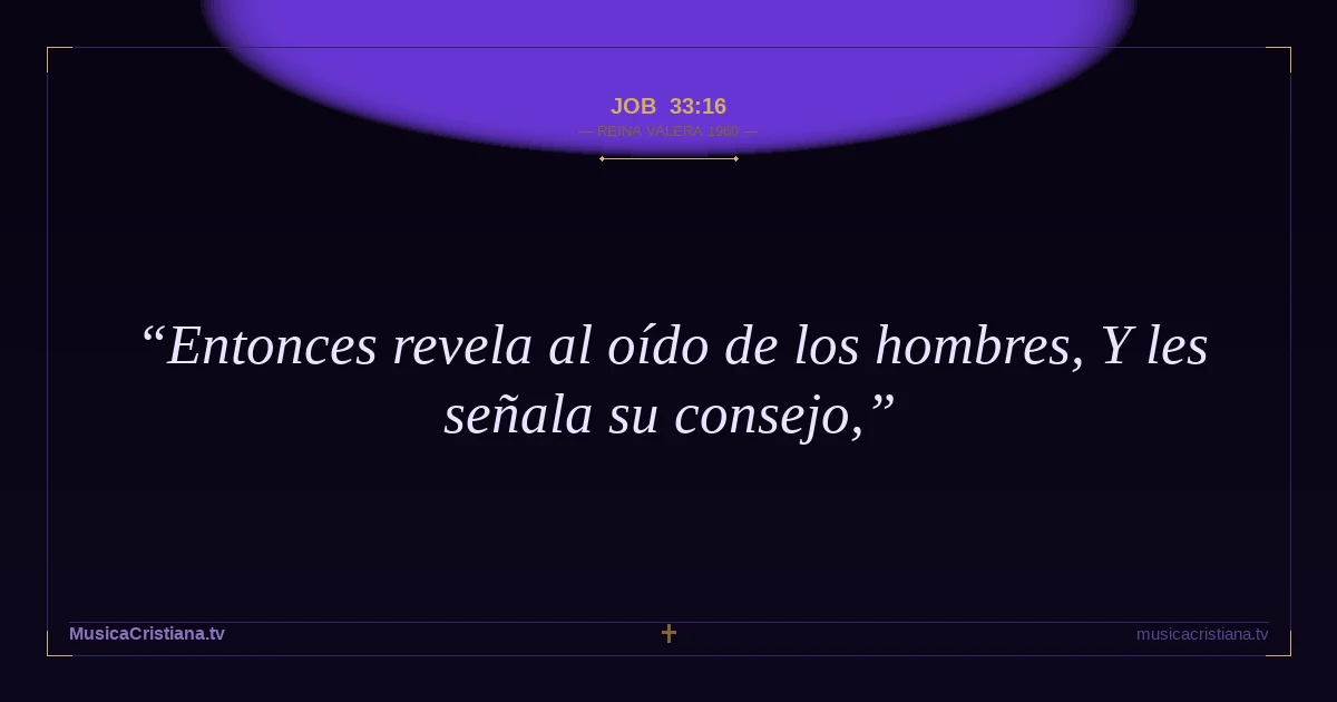 Job 33:16 — Biblia Reina Valera 1960 — MusicaCristiana.tv