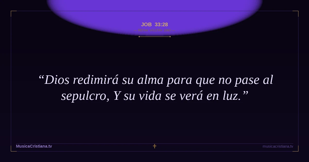 Job 33:28 — Biblia Reina Valera 1960 — MusicaCristiana.tv
