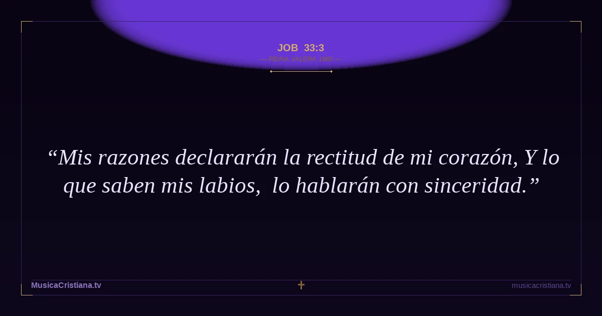 Job 33:3 — Biblia Reina Valera 1960 — MusicaCristiana.tv