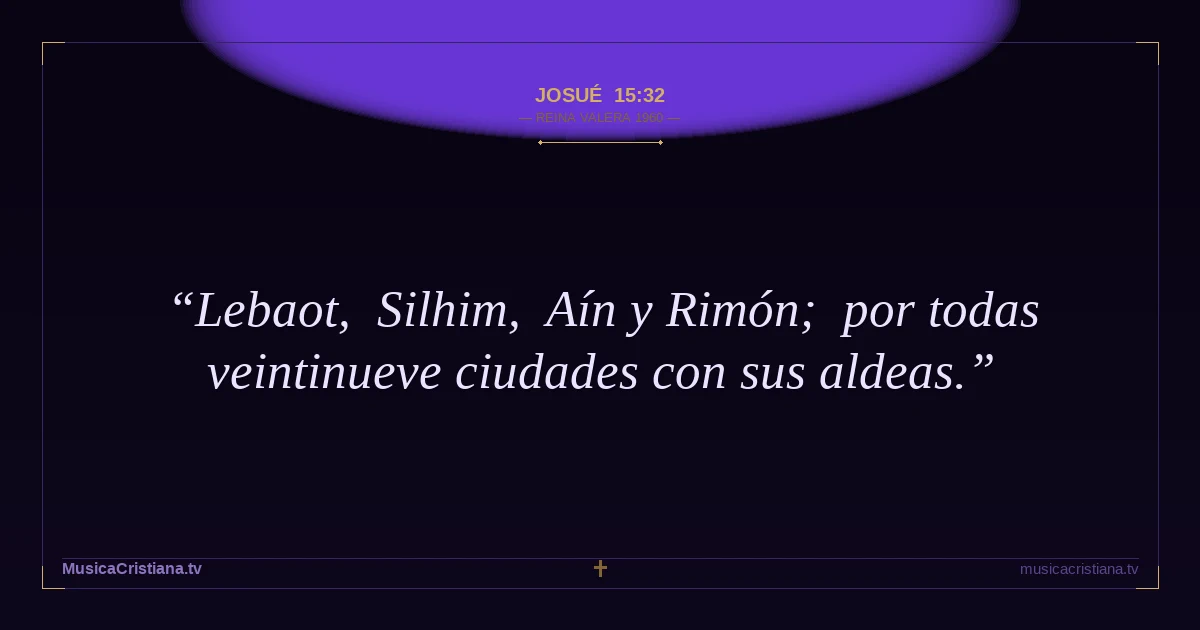 Josué 15:32 — Biblia Reina Valera 1960 — MusicaCristiana.tv