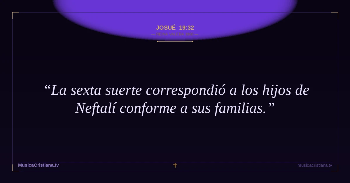 Josué 19:32 — Biblia Reina Valera 1960 — MusicaCristiana.tv