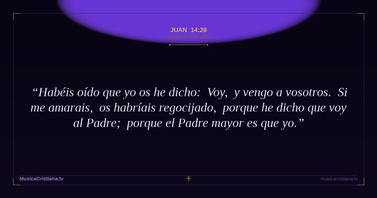 Juan 14:28 — Biblia Reina Valera 1960 — MusicaCristiana.tv