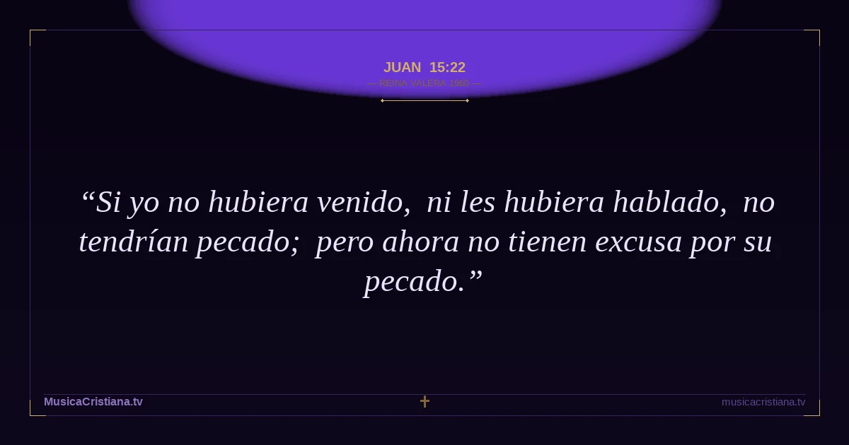 Juan 15:22 — Biblia Reina Valera 1960 — MusicaCristiana.tv