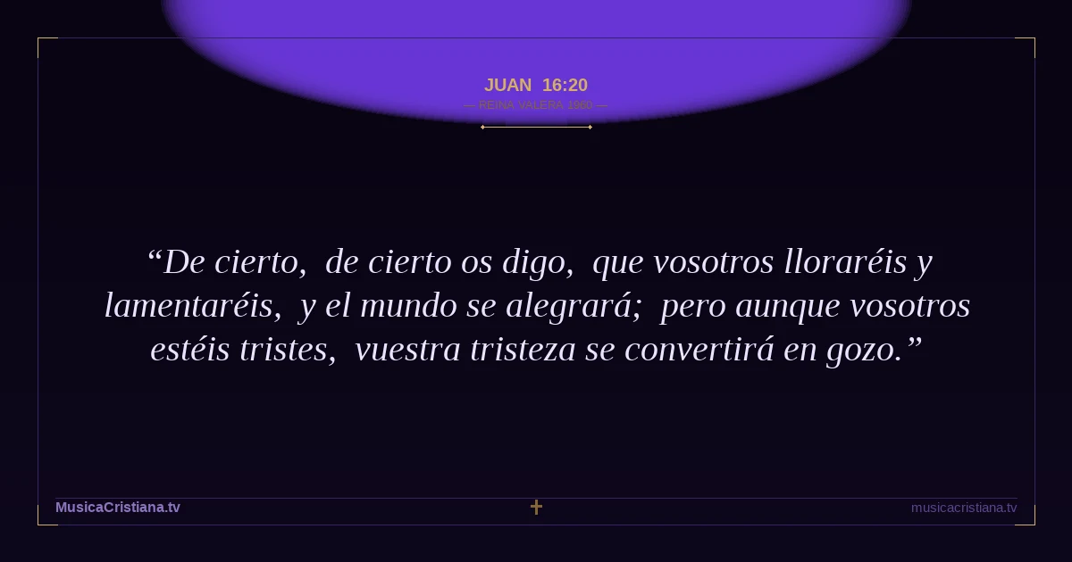 Juan 16:20 — Biblia Reina Valera 1960 — MusicaCristiana.tv