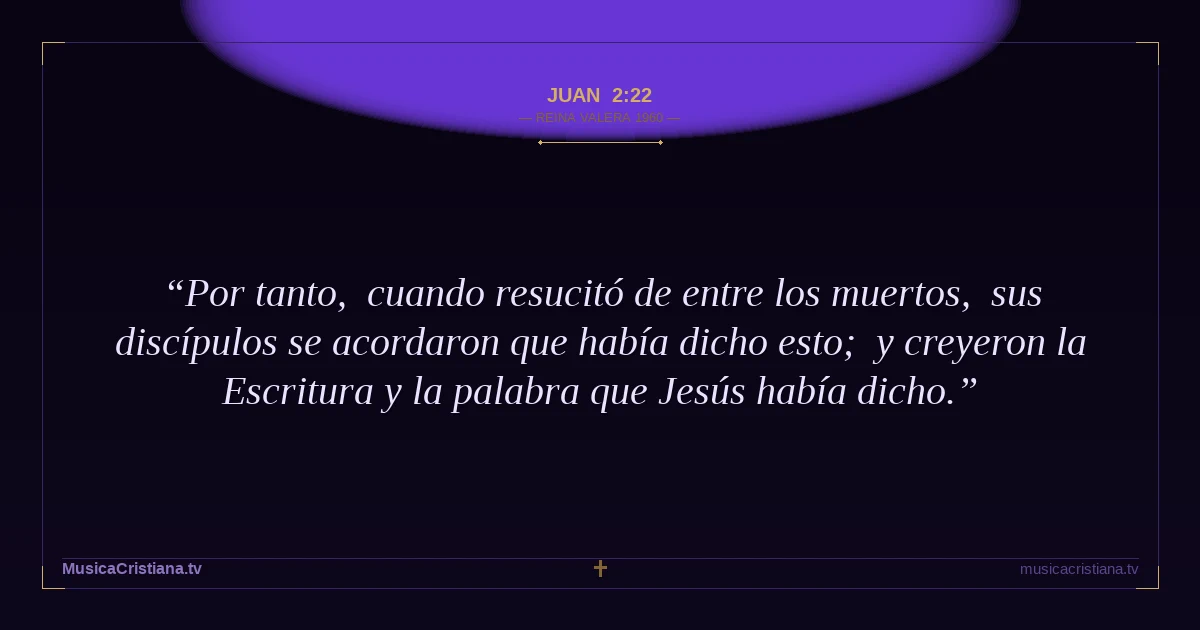 Juan 2:22 — Biblia Reina Valera 1960 — MusicaCristiana.tv