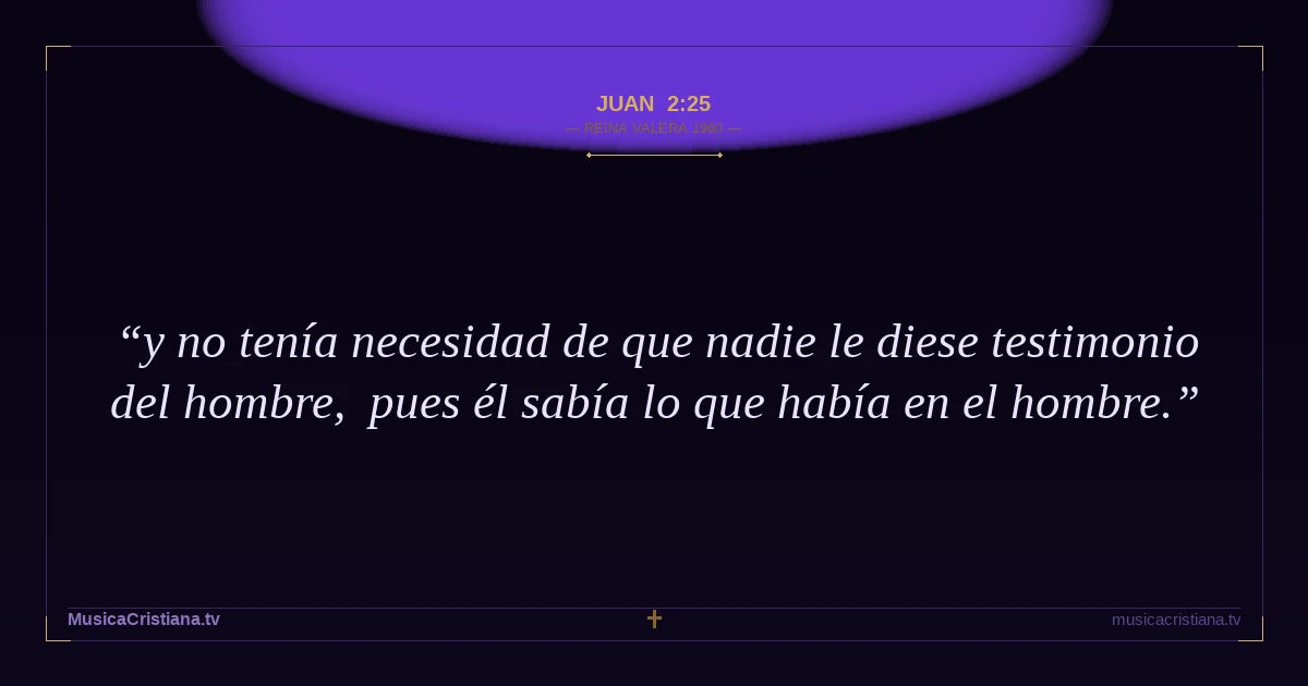 Juan 2:25 — Biblia Reina Valera 1960 — MusicaCristiana.tv