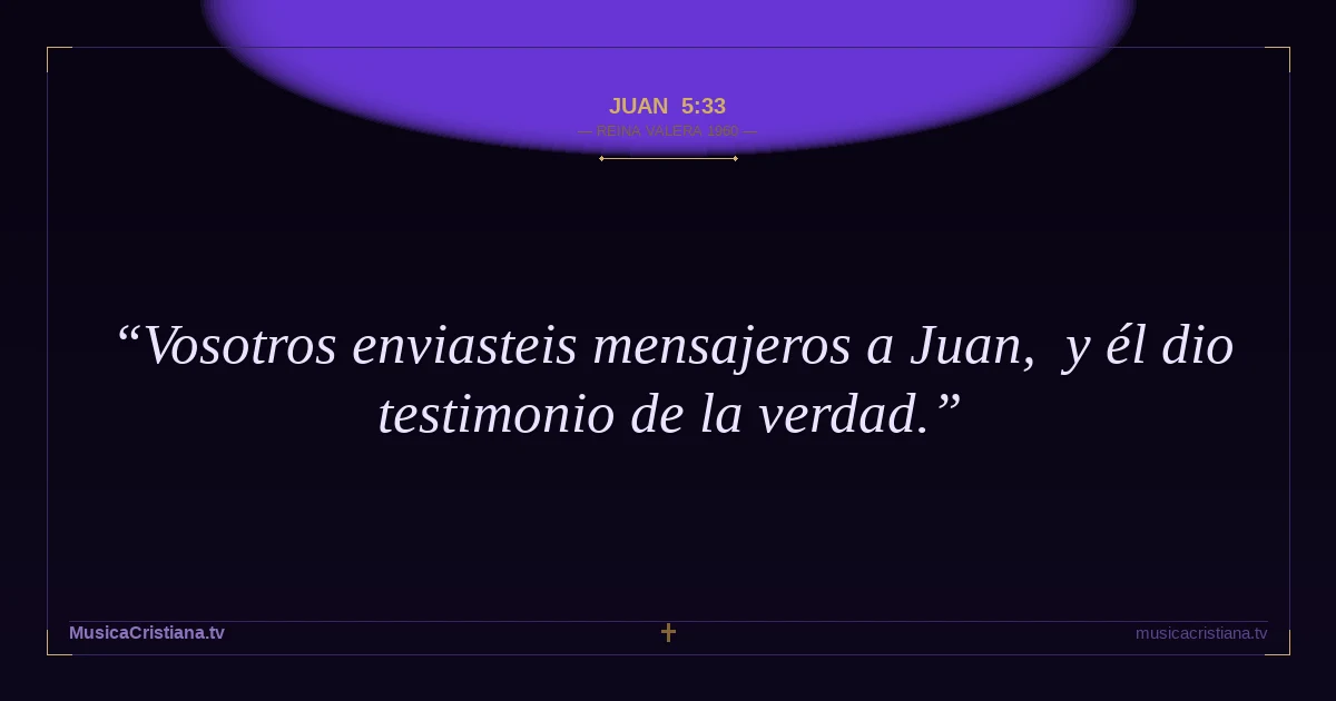 Juan 5:33 — Biblia Reina Valera 1960 — MusicaCristiana.tv