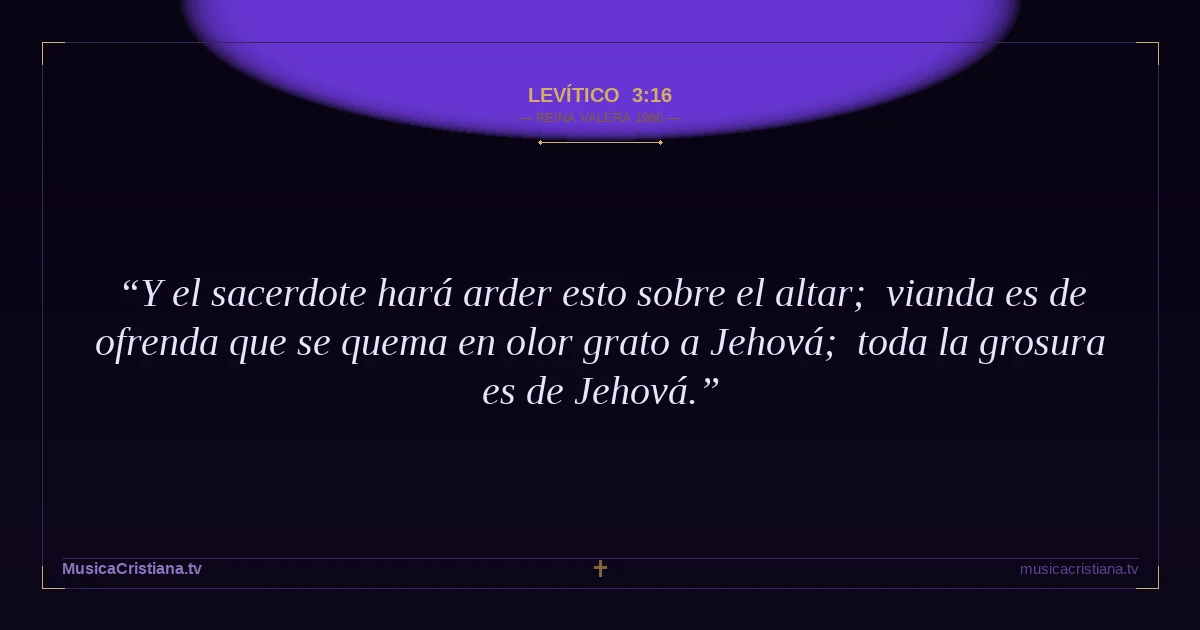 Levítico 3:16 — Biblia Reina Valera 1960 — MusicaCristiana.tv