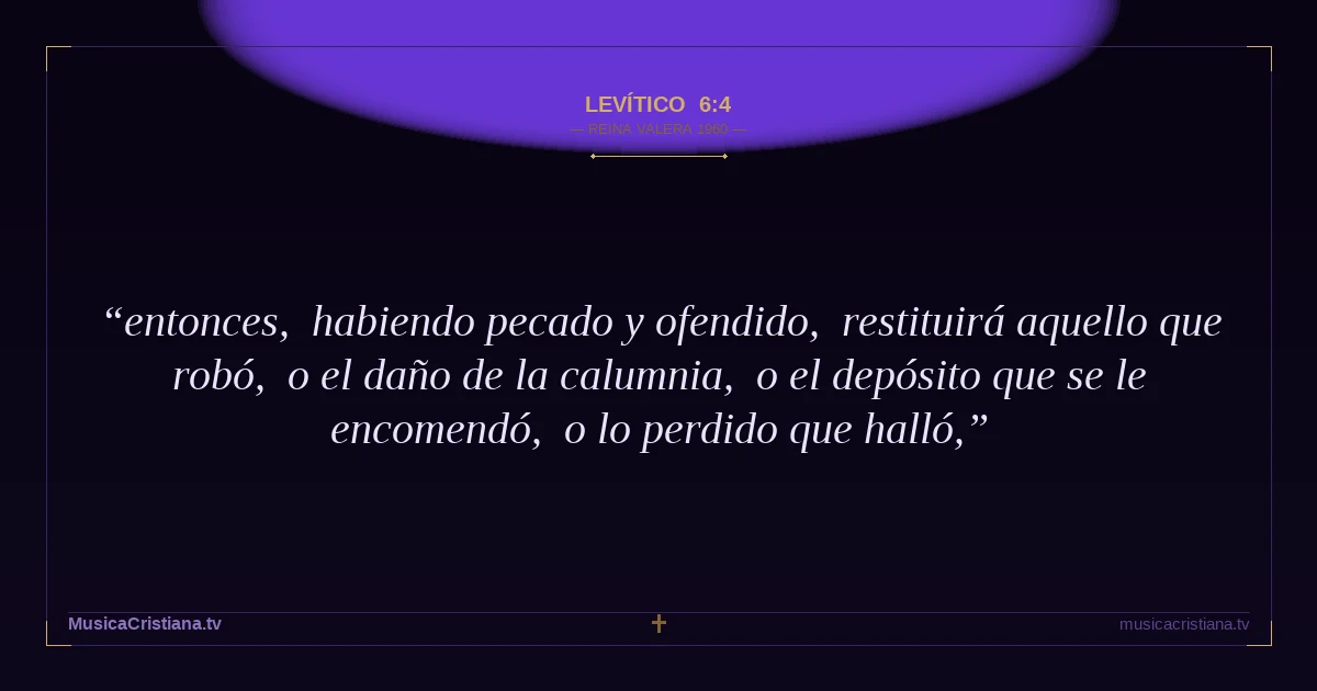 Levítico 6:4 — Biblia Reina Valera 1960 — MusicaCristiana.tv