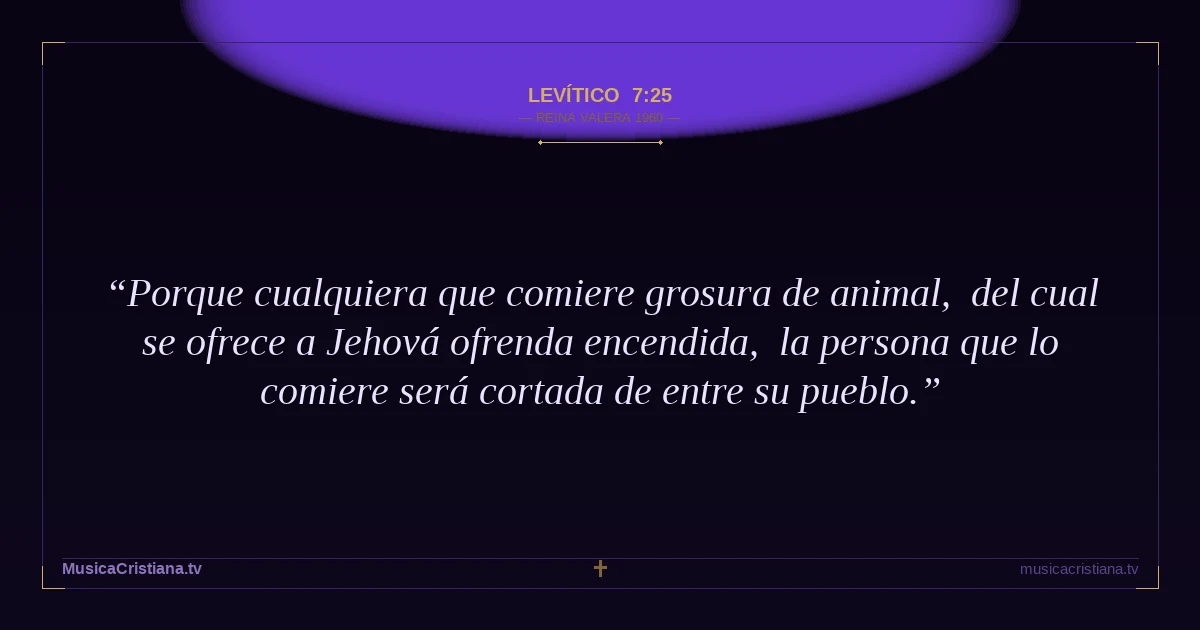 Levítico 7:25 — Biblia Reina Valera 1960 — MusicaCristiana.tv