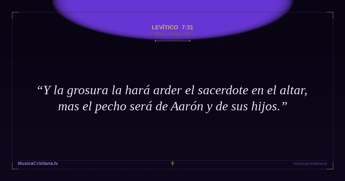 Levítico 7:31 — Biblia Reina Valera 1960 — MusicaCristiana.tv