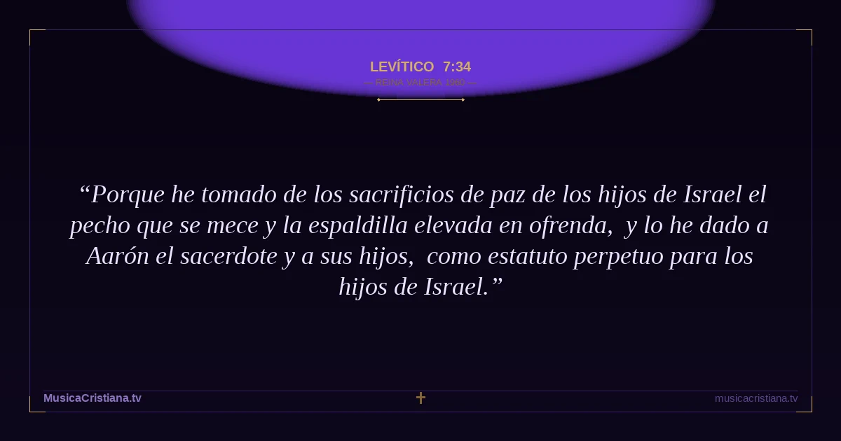Levítico 7:34 — Biblia Reina Valera 1960 — MusicaCristiana.tv