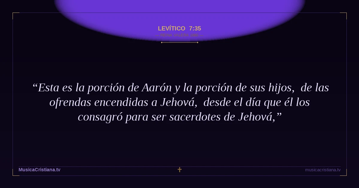 Levítico 7:35 — Biblia Reina Valera 1960 — MusicaCristiana.tv