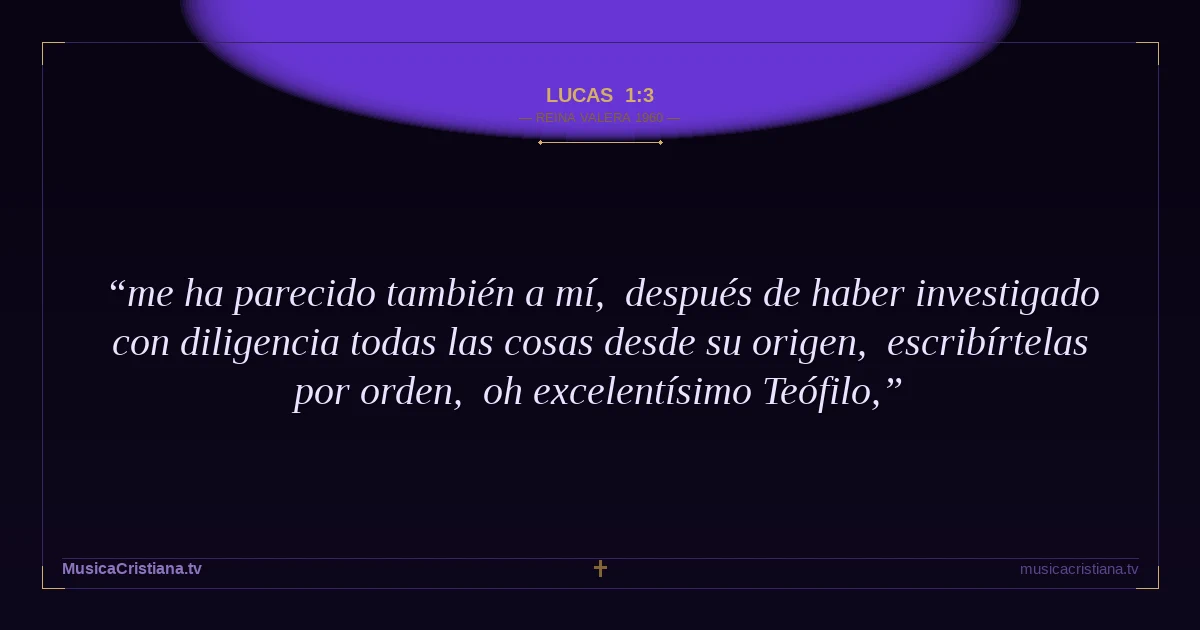 Lucas 1:3 — Biblia Reina Valera 1960 — MusicaCristiana.tv