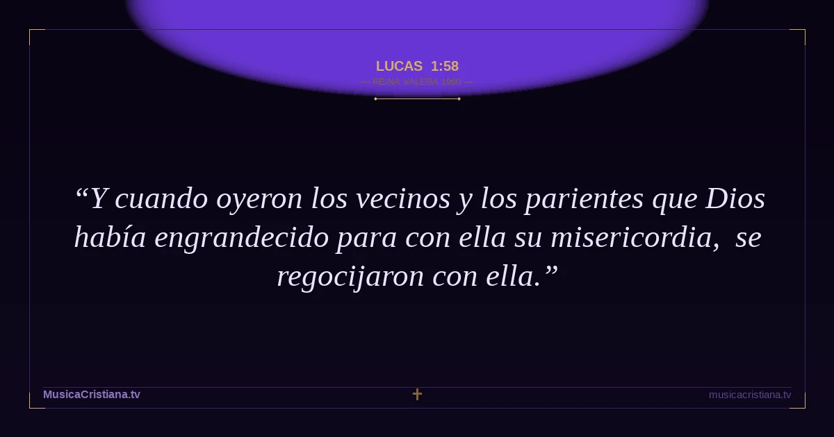 Lucas 1:58 — Biblia Reina Valera 1960 — MusicaCristiana.tv