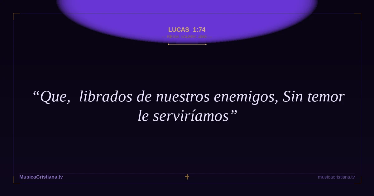 Lucas 1:74 — Biblia Reina Valera 1960 — MusicaCristiana.tv