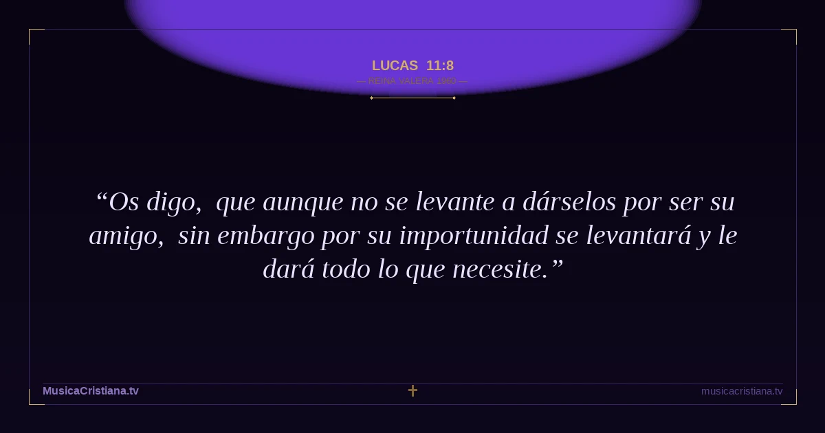 Lucas 11:8 — Biblia Reina Valera 1960 — MusicaCristiana.tv