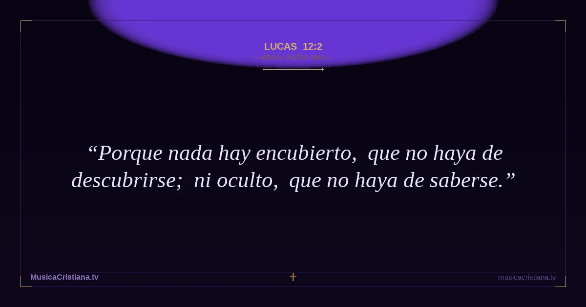 Lucas 12:2 — Biblia Reina Valera 1960 — MusicaCristiana.tv