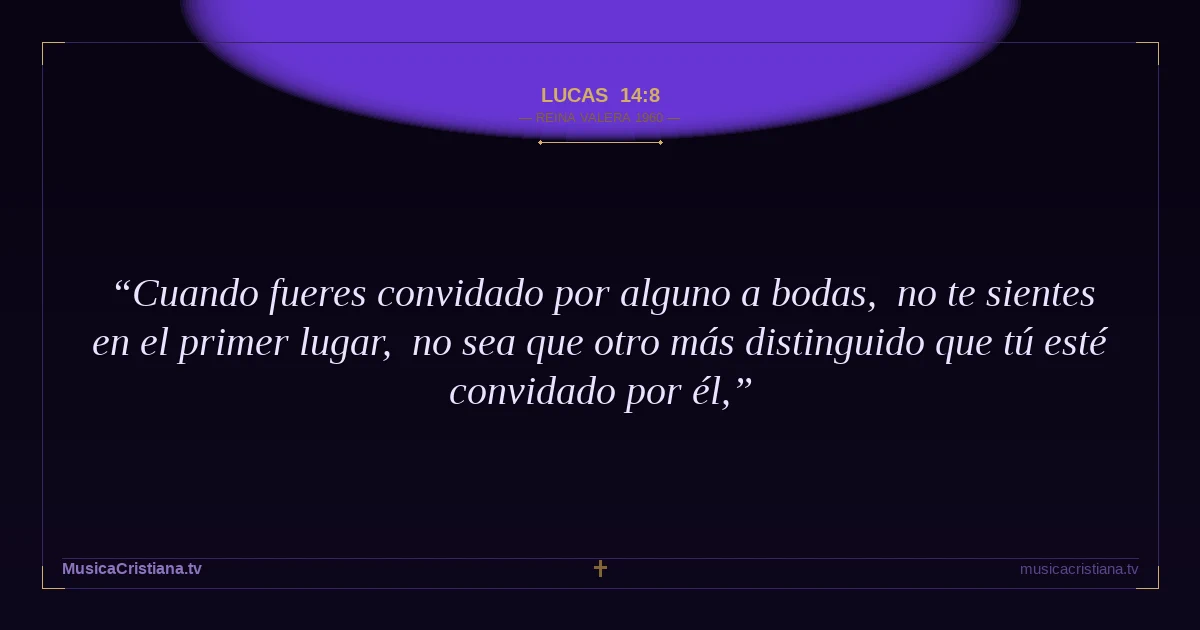 Lucas 14:8 — Biblia Reina Valera 1960 — MusicaCristiana.tv