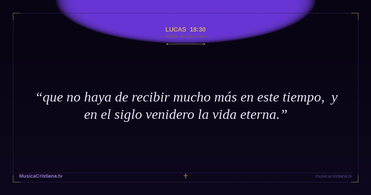 Lucas 18:30 — Biblia Reina Valera 1960 — MusicaCristiana.tv