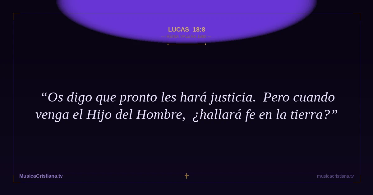 Lucas 18:8 — Biblia Reina Valera 1960 — MusicaCristiana.tv