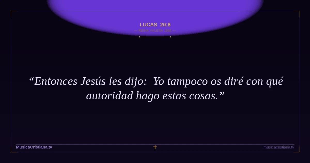 Lucas 20:8 — Biblia Reina Valera 1960 — MusicaCristiana.tv