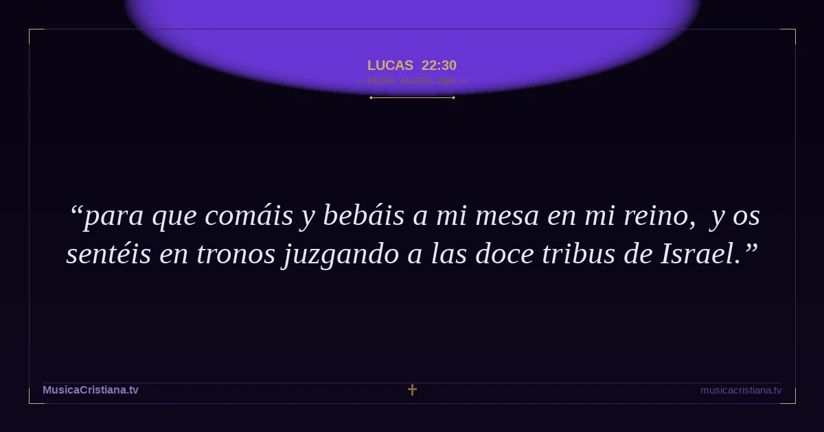 Lucas 22:30 — Biblia Reina Valera 1960 — MusicaCristiana.tv