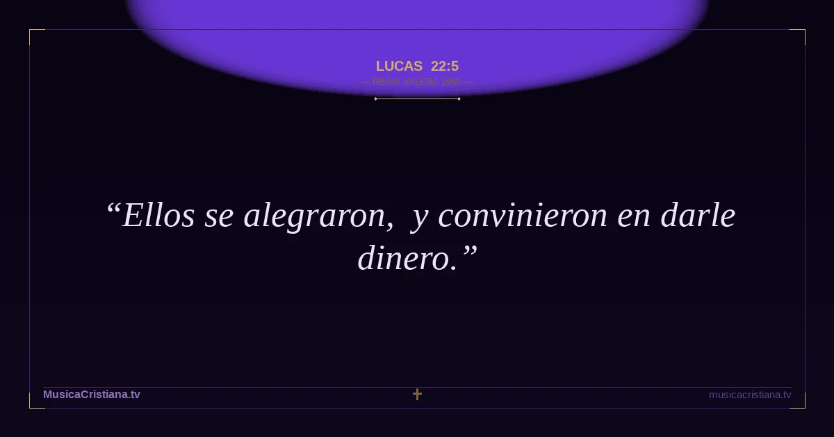 Lucas 22:5 — Biblia Reina Valera 1960 — MusicaCristiana.tv
