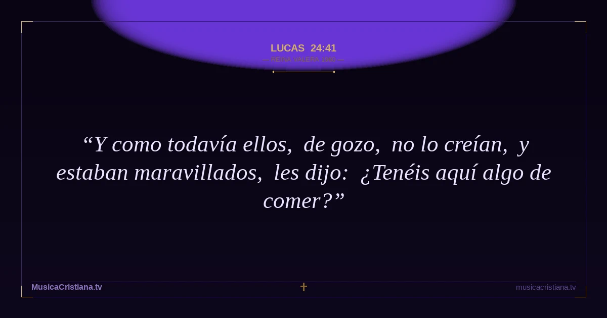 Lucas 24:41 — Biblia Reina Valera 1960 — MusicaCristiana.tv
