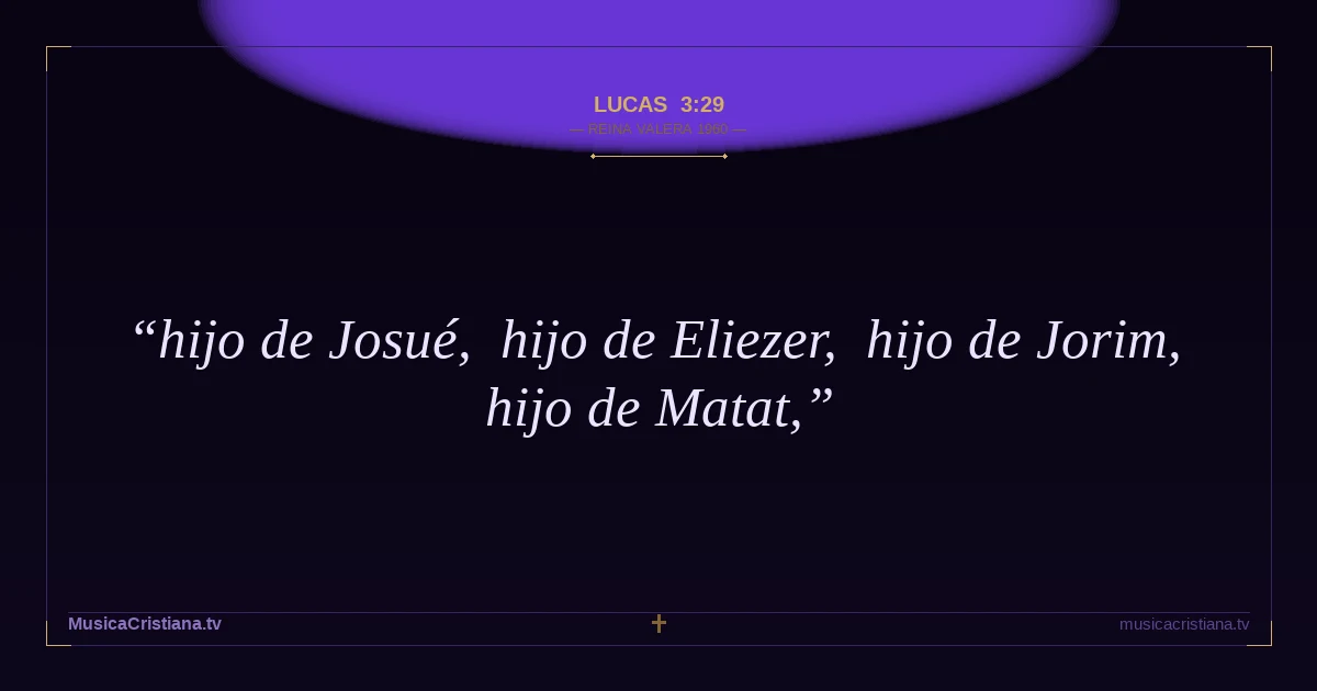 Lucas 3:29 — Biblia Reina Valera 1960 — MusicaCristiana.tv