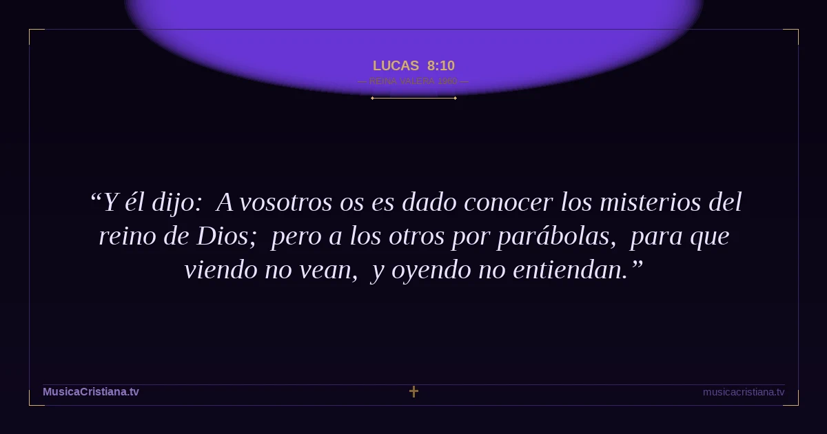 Lucas 8:10 — Biblia Reina Valera 1960 — MusicaCristiana.tv