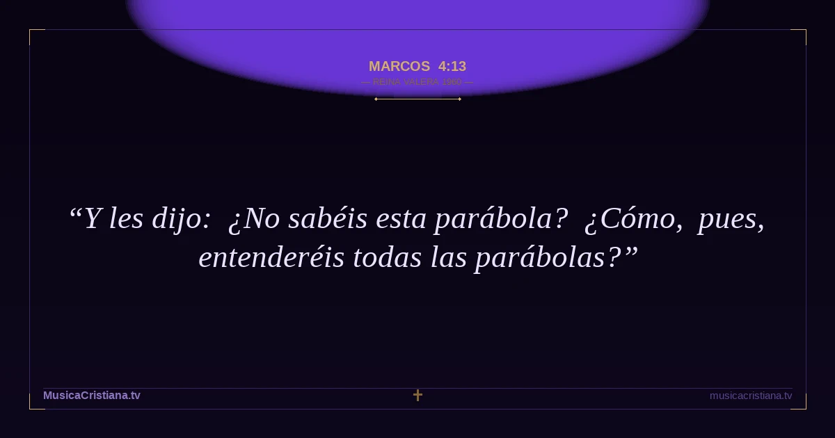 Marcos 4:13 — Biblia Reina Valera 1960 — MusicaCristiana.tv