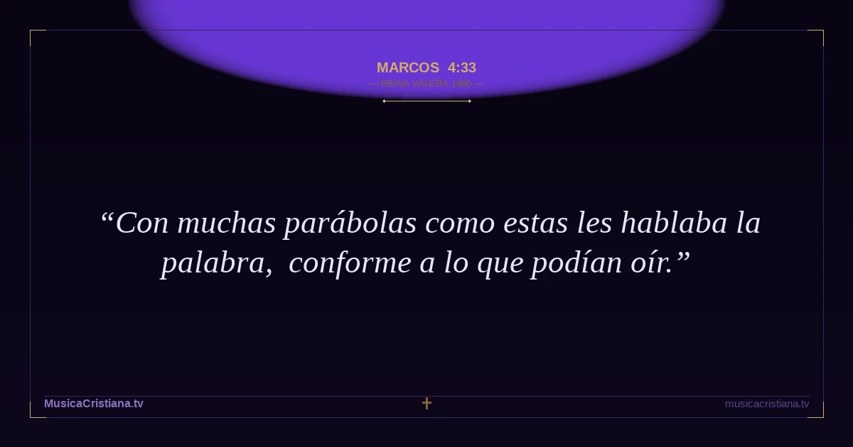 Marcos 4:33 — Biblia Reina Valera 1960 — MusicaCristiana.tv