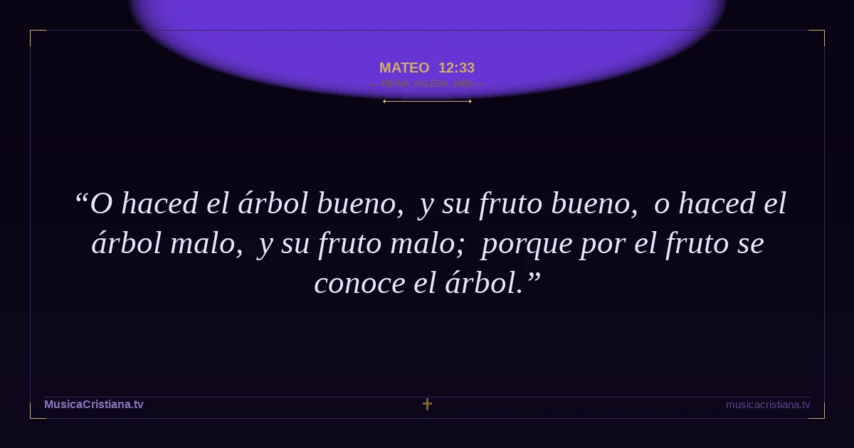 Mateo 12:33 — Biblia Reina Valera 1960 — MusicaCristiana.tv