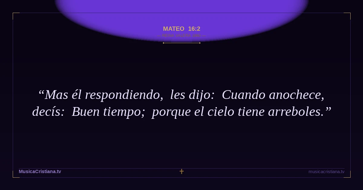 Mateo 16:2 — Biblia Reina Valera 1960 — MusicaCristiana.tv