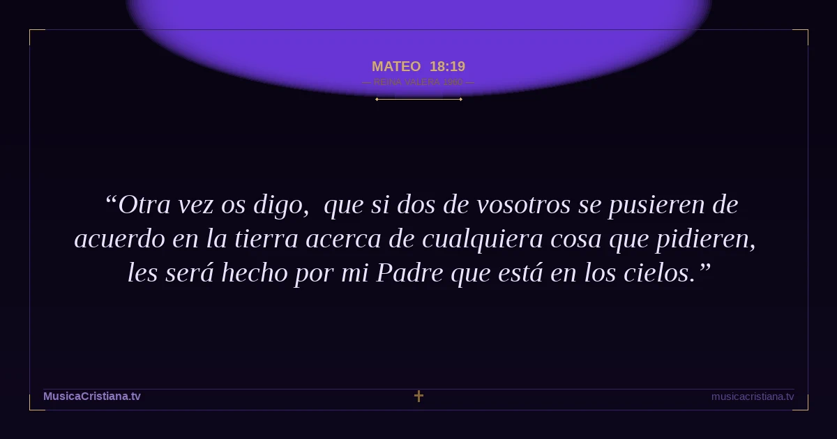 Mateo 18:19 — Biblia Reina Valera 1960 — MusicaCristiana.tv