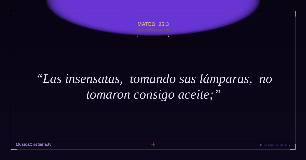 Mateo 25:3 — Biblia Reina Valera 1960 — MusicaCristiana.tv