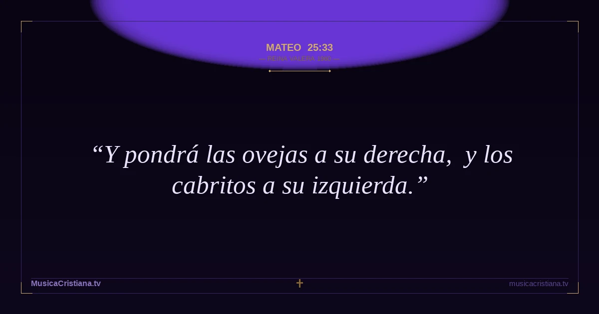 Mateo 25:33 — Biblia Reina Valera 1960 — MusicaCristiana.tv