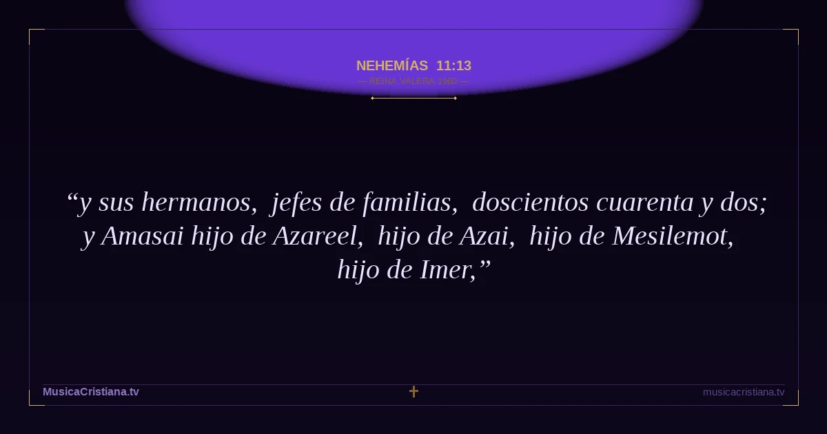 Nehemías 11:13 — Biblia Reina Valera 1960 — MusicaCristiana.tv