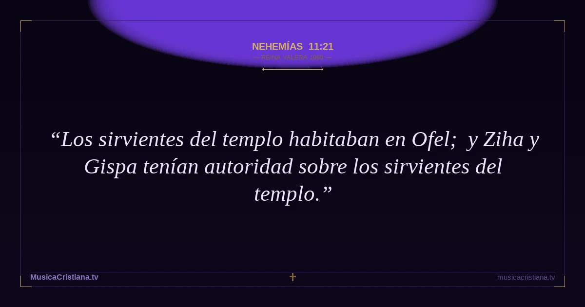 Nehemías 11:21 — Biblia Reina Valera 1960 — MusicaCristiana.tv