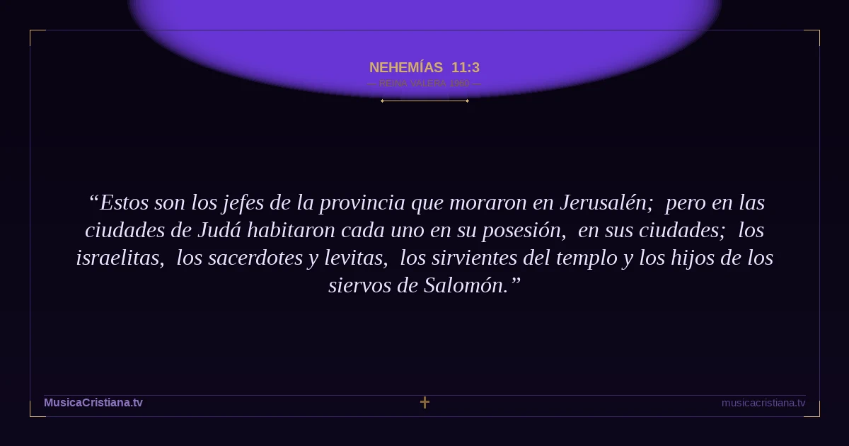 Nehemías 11:3 — Biblia Reina Valera 1960 — MusicaCristiana.tv