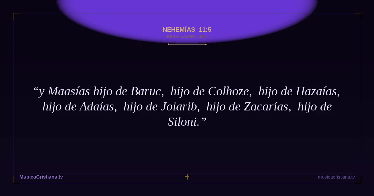 Nehemías 11:5 — Biblia Reina Valera 1960 — MusicaCristiana.tv