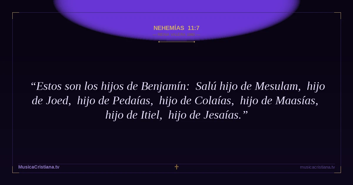Nehemías 11:7 — Biblia Reina Valera 1960 — MusicaCristiana.tv
